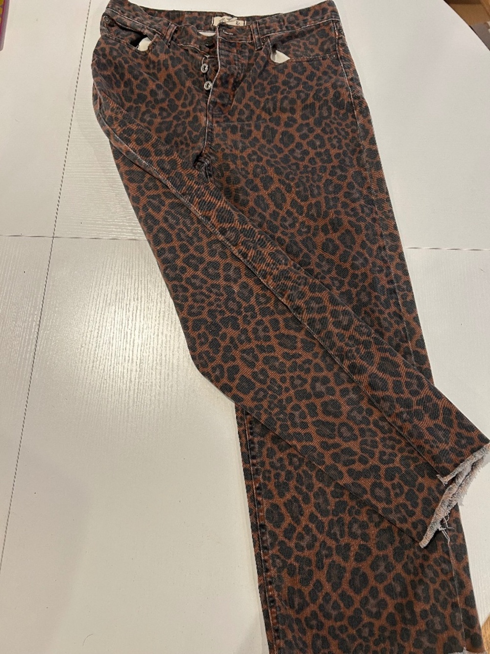 Madewell leopard baggy wide leg boyfriend jeans 27